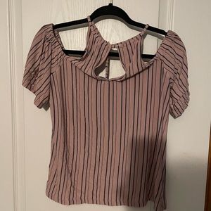 American Eagle pink and blue striped top